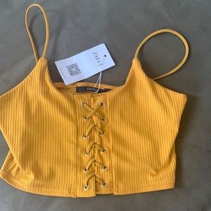 Zaful mustard yellow crop top